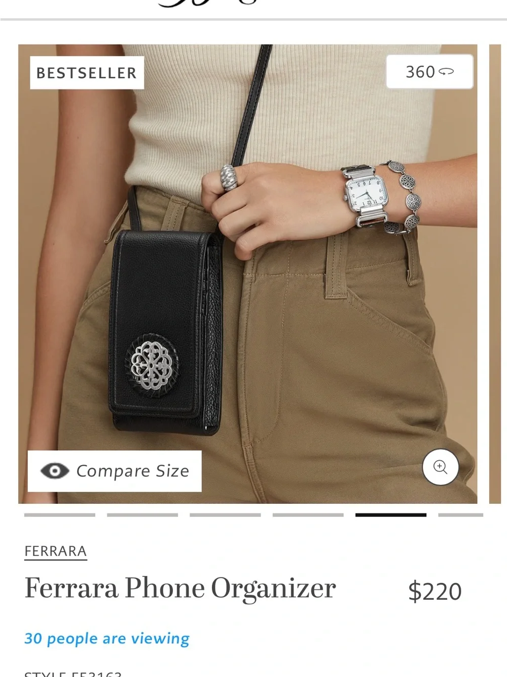 Brighton Cream Pebble Leather Crossbody Phone Bag with Medallion